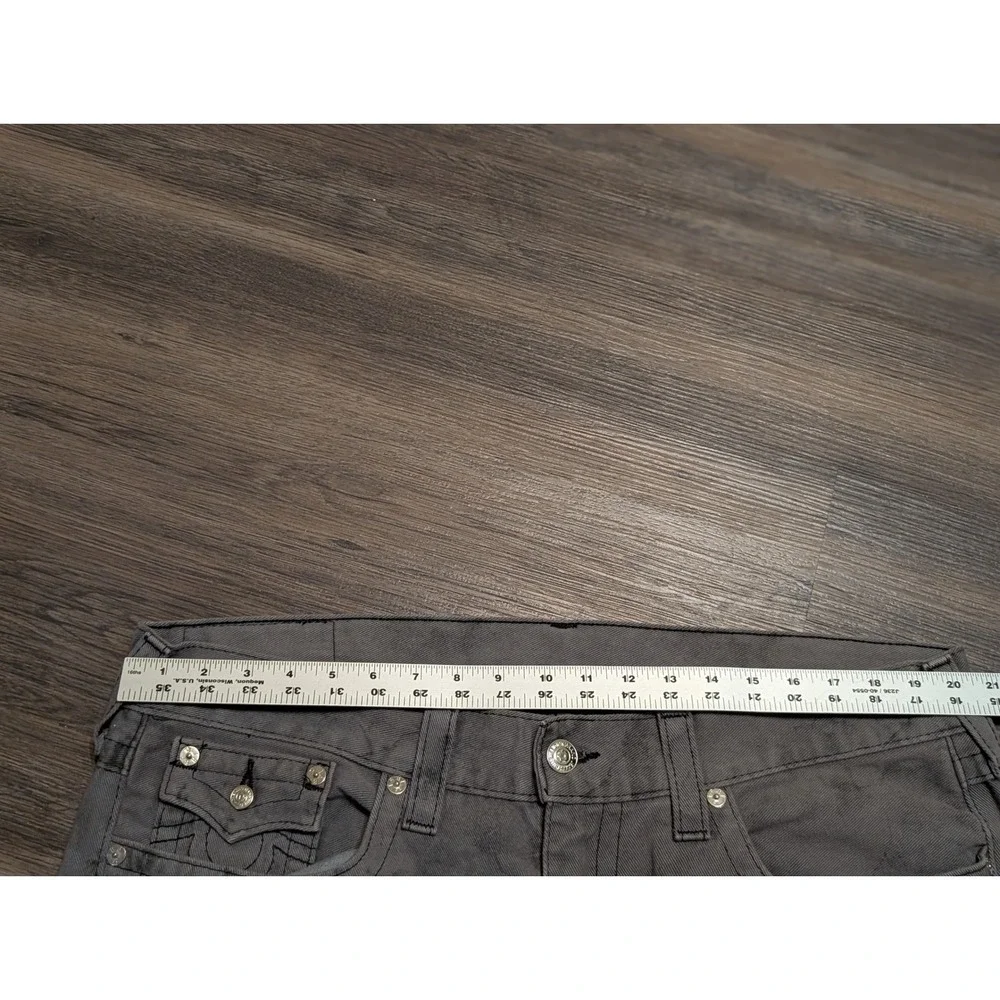 True Religion Straight W/Flaps Grey Marble Acid Wash Jeans Mens 40 Made in USA